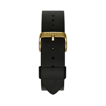 BLACK LEATHER STRAP WITH GOLD BUCKLE