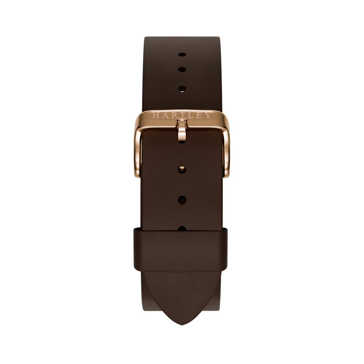 DARK BROWN LEATHER STRAP WITH ROSE GOLD BUCKLE