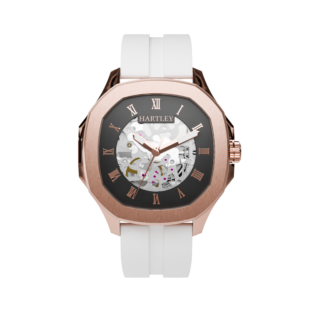 HARTLEY LEGACY ROSE GOLD WHITE SILICONE FRONT VIEW